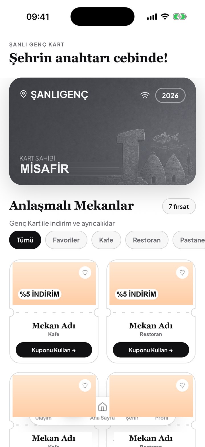 Genç Kart ekranı: anlaşmalı mekanlar ve indirimler